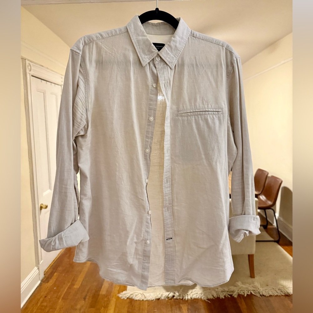 Club Monaco Off White Linen Button Down Shirt (small)